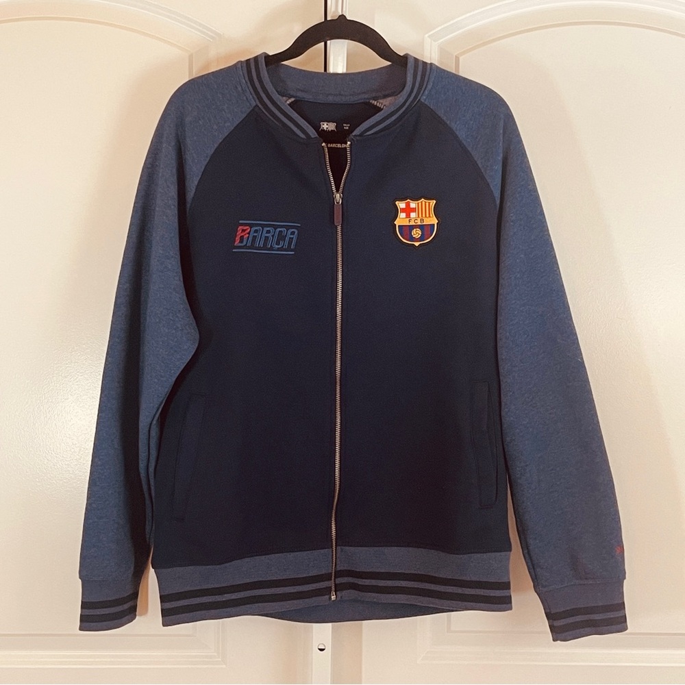 La Liga FC Barcelona Baseball Style Jacket - Men Size L - Blue - Blokecore